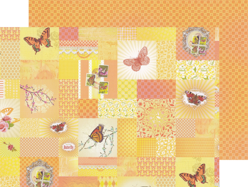 Dobbeltsidet karton Patchwork Pretty Butterflies